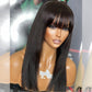 Brown Colored Bob Wigs With Bang Glueless Lace Human Hair Wigs Wear Go