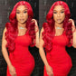 SUPER DEAL ! Hot Red Colored 13x6 Transparent HD Lace Front Human Hair Wigs