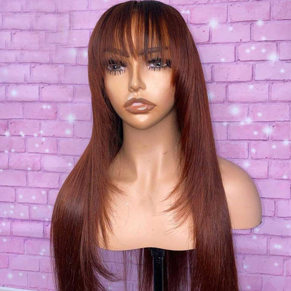 Reddish Brown Colored Layered Cut 5x5 Glueless Wigs