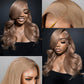 210% Density Customized Light Flaxen Brown Colored HD Transparent 13x6 Lace Front Human Hair Wig