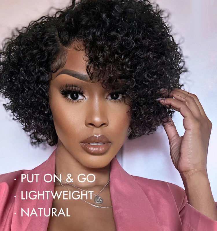 Classical Short Curly 5x5 Glueless Wigs Human Hair Ready To Wear Pre-Cut Lace
