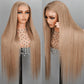 210% Density Customized Light Flaxen Brown Colored HD Transparent 13x6 Lace Front Human Hair Wig