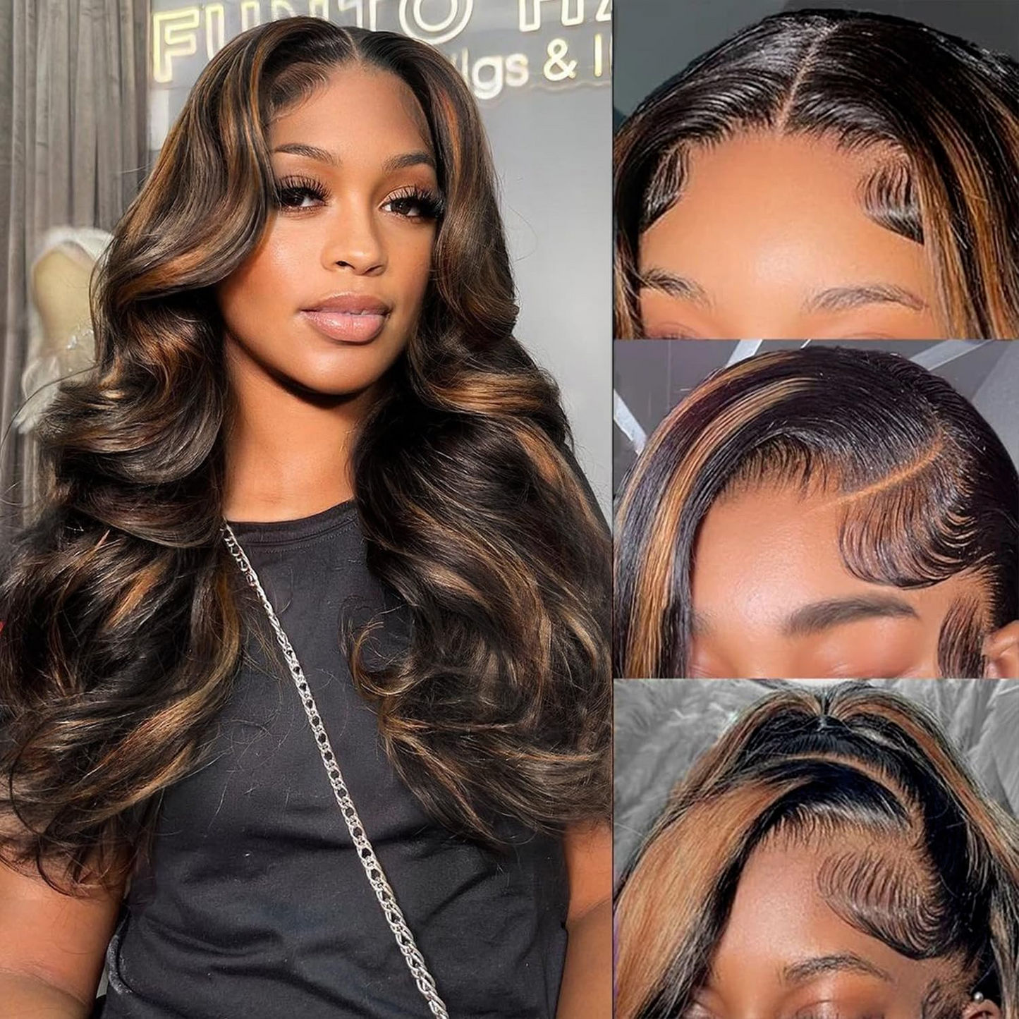 210% Density Highlight 1B/30# Colored Undetectable HD 5x5 13x4 Full Lace Frontal Closure Straight Human Hair Wigs