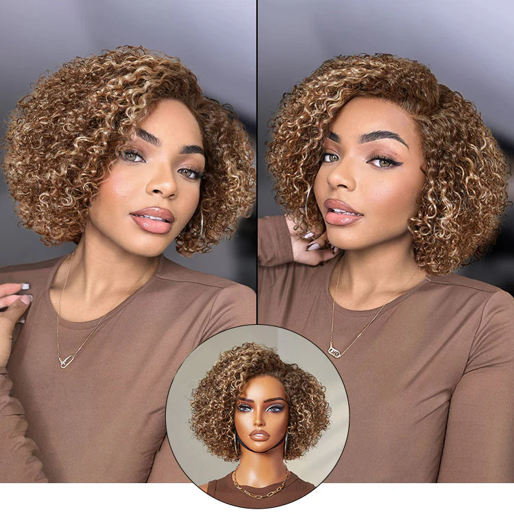Classical Short Curly 5x5 Glueless Wigs Human Hair Ready To Wear Pre-Cut Lace
