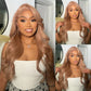 210% Density Customized Light Flaxen Brown Colored HD Transparent 13x6 Lace Front Human Hair Wig