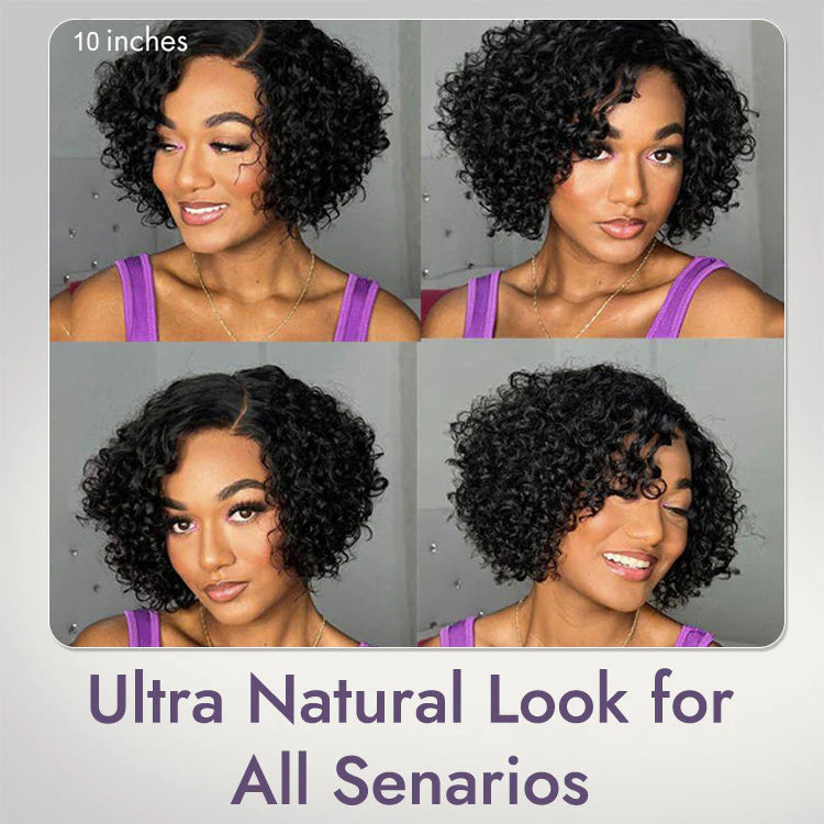 Classical Short Curly 5x5 Glueless Wigs Human Hair Ready To Wear Pre-Cut Lace