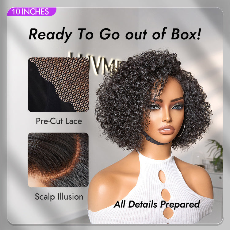 Classical Short Curly 5x5 Glueless Wigs Human Hair Ready To Wear Pre-Cut Lace
