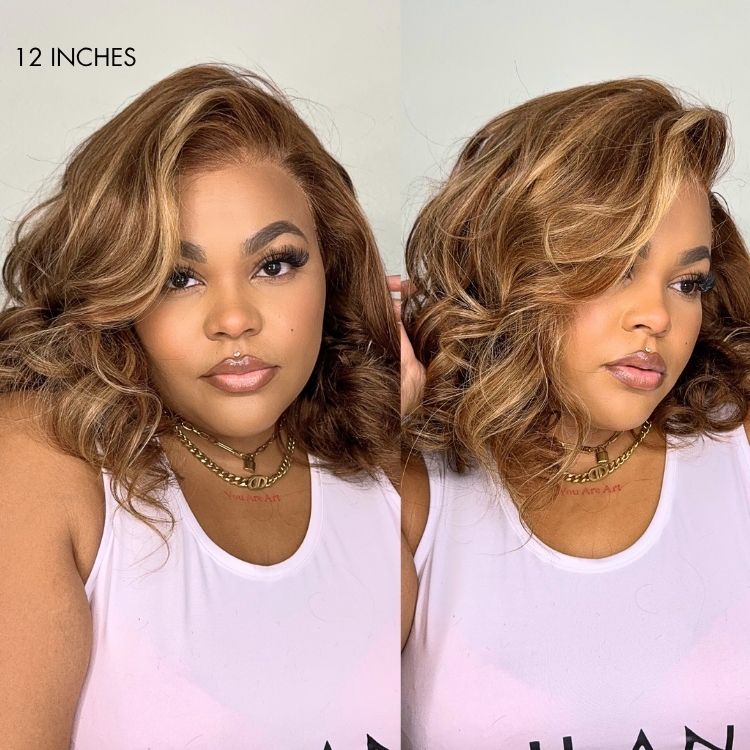 Side Part Layered 13x6 Lace Front Wavy Bob Wigs Glueless Lace Wigs