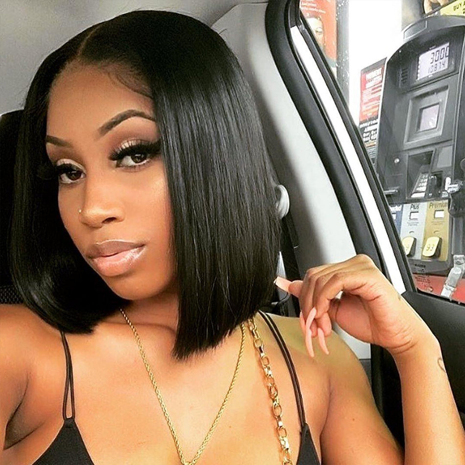 210% Density BOB 13x6 Lace Front Wig 5x5 Lace Glueless Ready To Go Human Hair Wigs Straight Hair