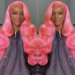 210% Density Customized Colored Pink Wigs Human Hair HD Transparent 13x6 Lace Front Wigs Brazilian Body Wave