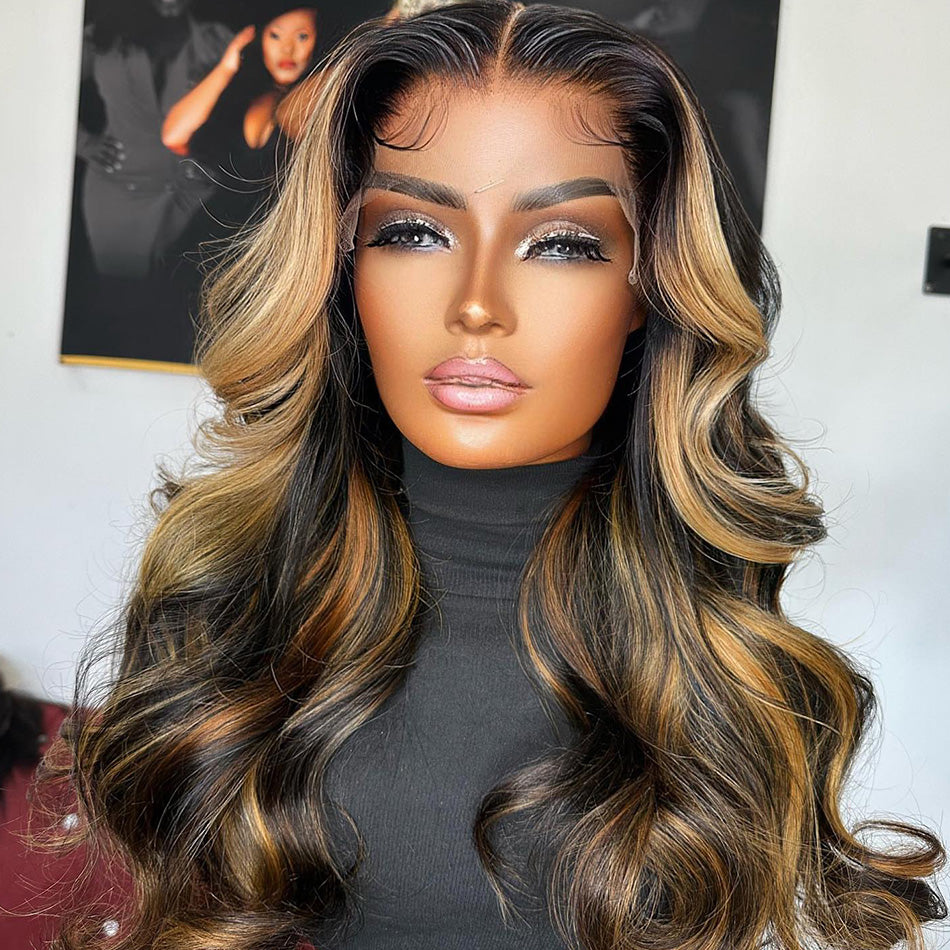 Highlight Brown Colored 13x6 Lace Front Closure Wig 5x5 Glueless Ready To Wear Human Hair Wigs Brazilian Body Wave