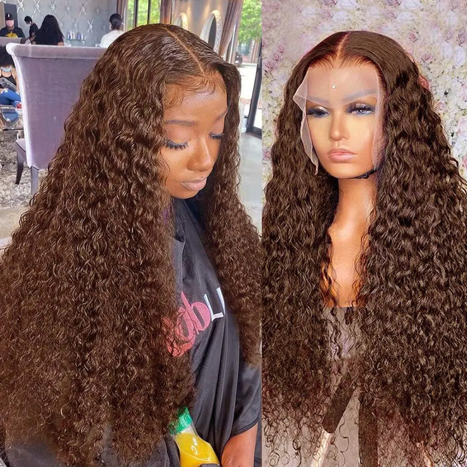 Chocolate Brown Colored 13x6 Lace Front Closure Wig 5x5 Glueless Ready To Go Human Hair Wig