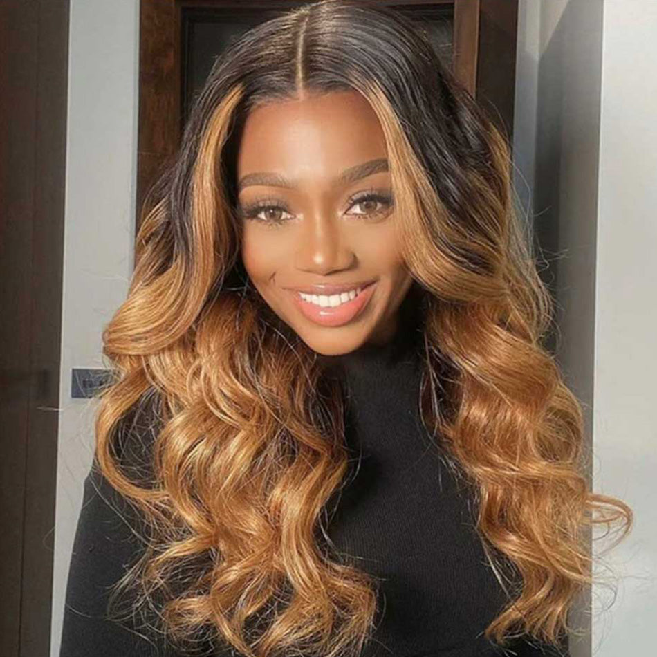 Ombre 1B/27 13x6 Lace Front Closure Wig 5x5 Glueless Ready To Go Human Hair Wigs