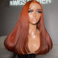 Hairstylist Works Reddish Orange Colored Pre Plucked Ready To Wear 6x5 Glueless Closure 13x6 Lace Front Human Hair Wigs