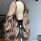 Customized Ombre Highlight Blonde With Brown Colored HD Transparent 13x6 Lace Front Human Hair Wigs