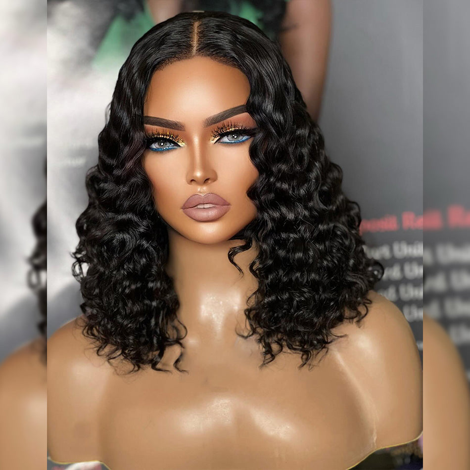 Hairstyle Works 210% Density BOB Transparent 13x6 Lace Front Wig 5x5 Glueless Ready Go Human Hair Wig Deep Wave