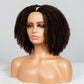 Natural Curly Highlight Brown Colored Seamless V-Part Wig