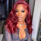 210% Density 99J Burgundy 13x6 Lace Front Wigs Very Full And Bouncy
