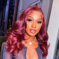 210% Density 99J Burgundy 13x6 Lace Front Wigs Very Full And Bouncy