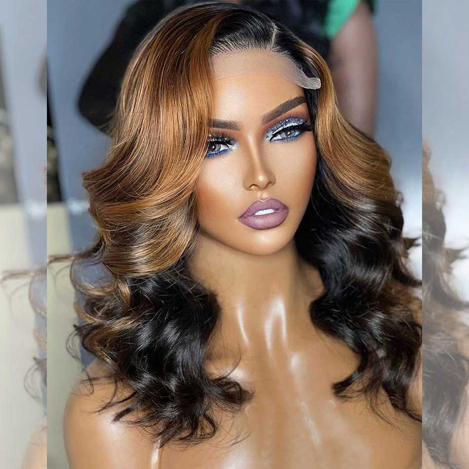 Hairstylist Works Double Drawn Shoulder Chest Length Wigs Highlight Colored Human Hair Wigs