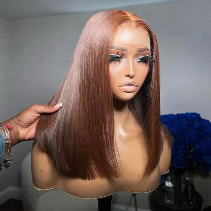 Elegant Brown Colored 13x6 Lace Front Wig 6x5 Glueless Lace Closure Ready To Wear Human Hair Wigs