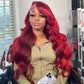 Premium 10A 210% Density Balayage Red Colored 6x5 Glueless Ready To Go Wigs 13x6 Lace Front Human Hair Wig-012