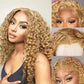 Honey Blonde Colored Lace Front Human Hair Wigs Glueless Wigs Water Wave