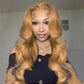 Honey Blonde Colored 13x6 Lace Front Closure Wig 5x5 Glueless Ready To Go Human Hair Wigs Body Wave