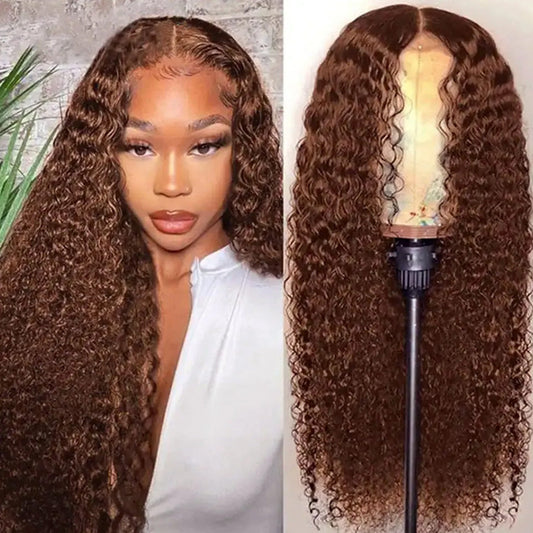 Chocolate Brown Colored 13x6 Lace Front Closure Wig 5x5 Glueless Ready To Go Human Hair Wig