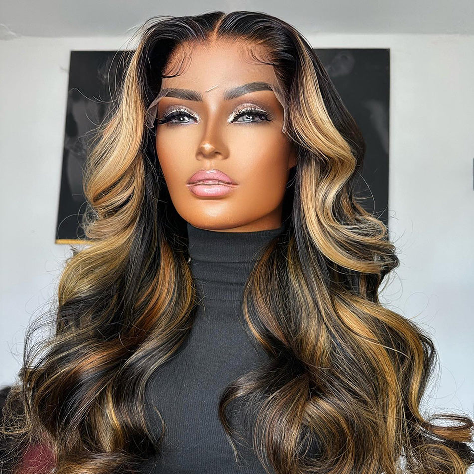 Highlight Brown Colored 13x6 Lace Front Closure Wig 5x5 Glueless Ready To Wear Human Hair Wigs Brazilian Body Wave