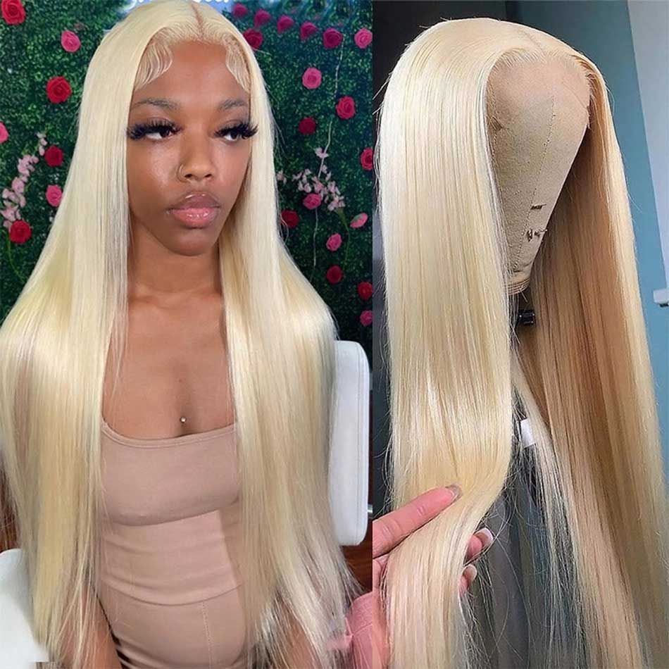 SUPER DEAL ! 613 Blonde Colored HD Transparent 13x6 Lace Front Straight Human Hair Wigs-001