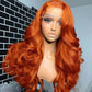 Ginger Orange Colored 13x6 Lace Front Closure Wig 5x5 Glueless Ready To Wear Human Hair Wig