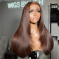 Hairstyle Works Layer Cut Chocolate Brown Colored 13x6 Lace Front Wig 6x5 Ready To Go Human Hair Wigs
