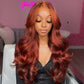 Copper Colored 13x6 Lace Front Closure Wig 5x5 Glueless Ready To Wear Human Hair Wigs
