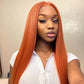 Ginger Orange Colored 13x6 Lace Front Closure Wig 5x5 Glueless Ready To Go Human Hair Wigs Brazilian Straight