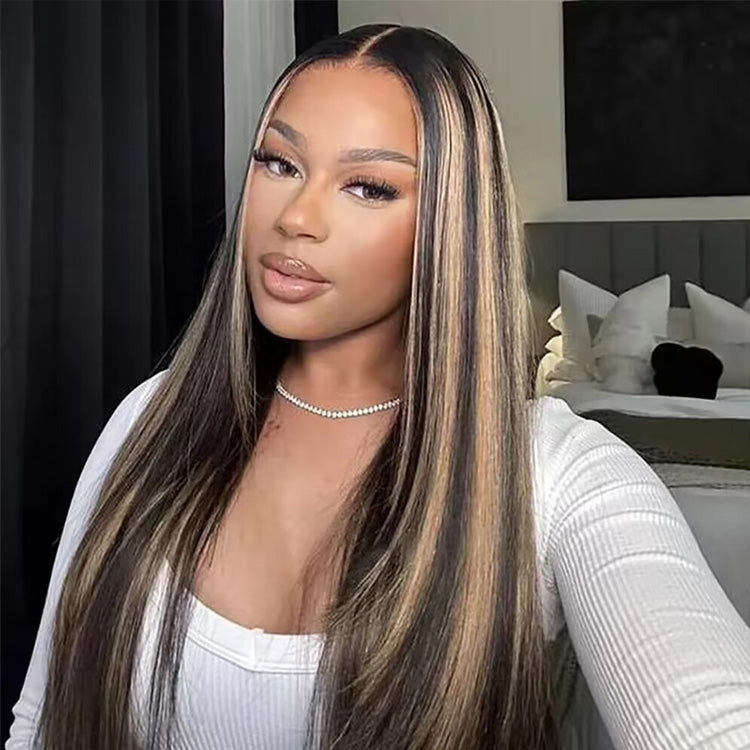 1B/27# Highlight Blonde Colored 13x6 Lace Front Closure Wig 5x5 Ready To Go Human Hair Wigs Straight