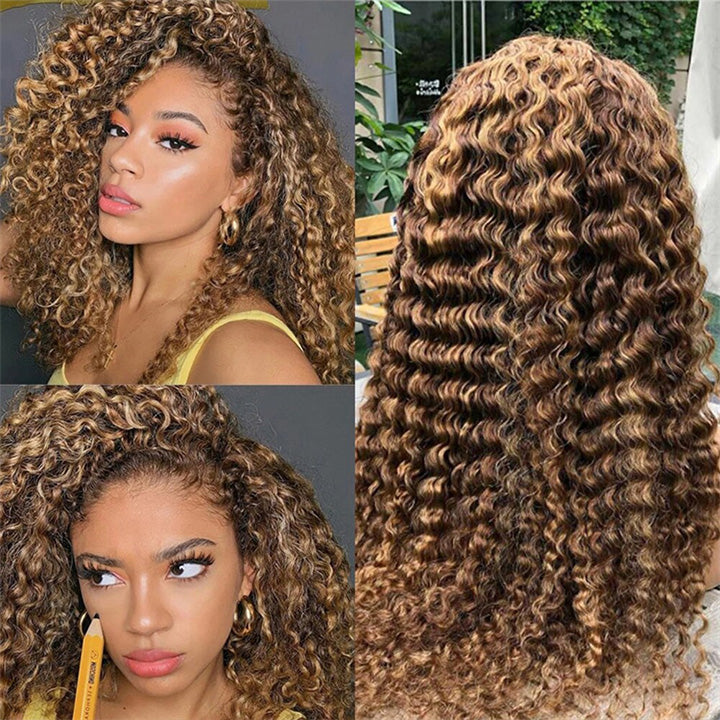 Highlight #4/27 Human Hair Deep Wave Wig - 5x5 13x6 Lace Wig, Glueless Ready-to-Wear