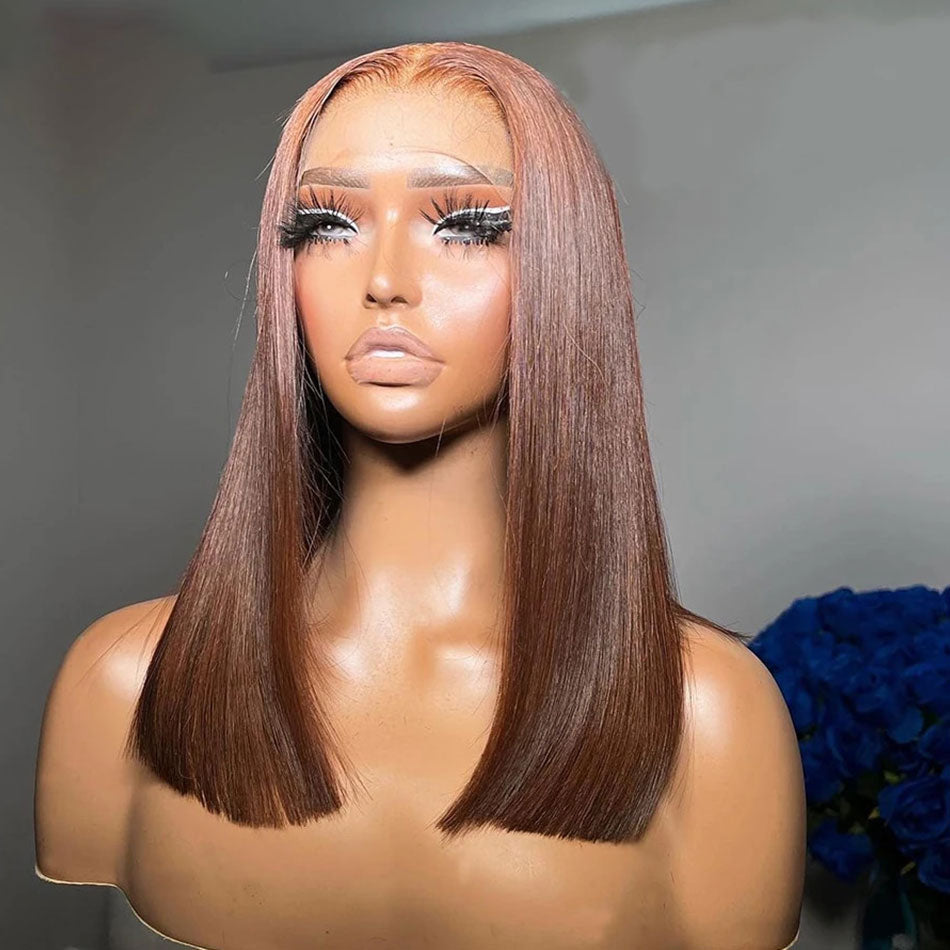 Elegant Brown Colored 13x6 Lace Front Wig 5x5 Glueless Lace Closure Ready To Wear Human Hair Wigs