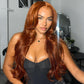 Copper Colored 13x6 Lace Closure Front Wig 5x5 Glueless Ready To Go Human Hair Wigs Body Wave