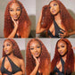 Ginger Orange Colored  13x6 Lace Front Closure Wig 5x5 Glueless Ready To Go Curly Human Hair Wigs