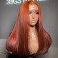 Hairstylist Works Reddish Orange Colored Pre Plucked Ready To Wear 6x5 Glueless Closure 13x6 Lace Front Human Hair Wigs