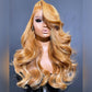 Balayage Ginger Blonde Colored HD Transparent 13x6 Lace Front Straight Human Hair Wigs