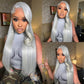 210% Density Silver Gray Colored 13x6 Lace Front Human Hair Wigs