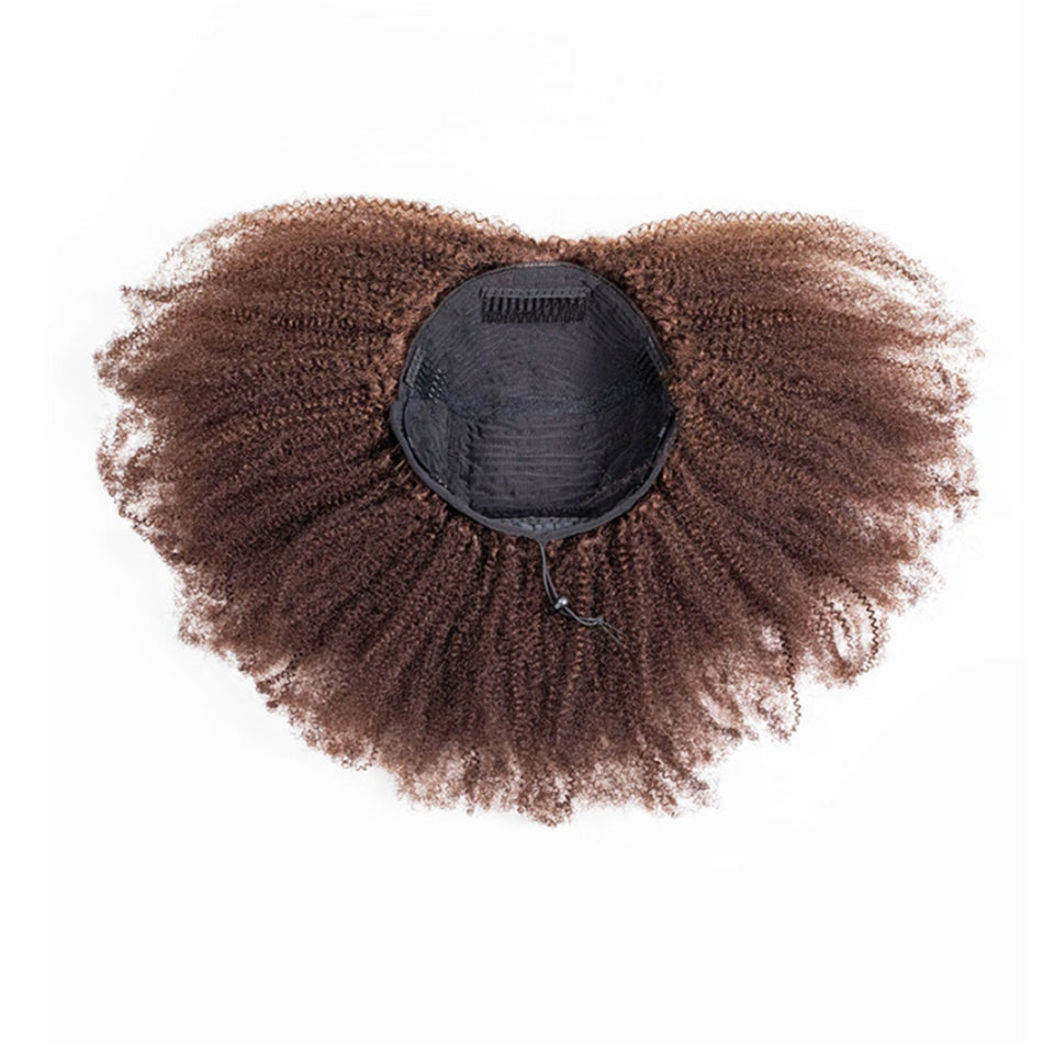 Coily Kinky Curly Brown Colored 3 In 1 Half Wig ( Can be weared in half wig / headband wig / ponytail )