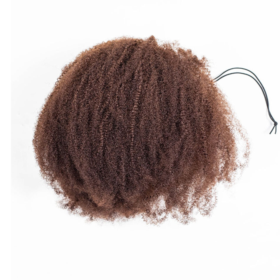 Coily Kinky Curly Brown Colored 3 In 1 Half Wig ( Can be weared in half wig / headband wig / ponytail )