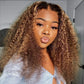 Highlight Colored 13x6 Lace Front Closure Curly 5x5 Glueless Put On And Go Human Hair Wigs