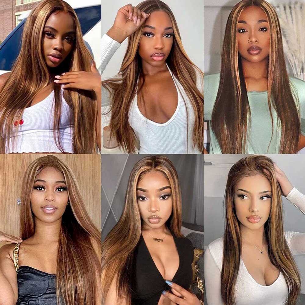 SUPER DEAL ! 4/27# Highlight Colored 13x6 Lace Front Human Hair Wigs