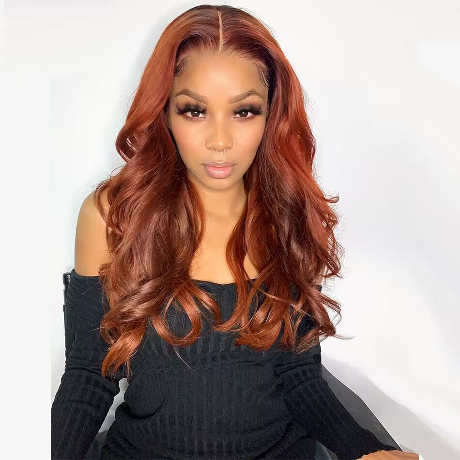 Copper Colored 13x6 Lace Front Closure Wig 5x5 Glueless Ready To Wear Human Hair Wigs