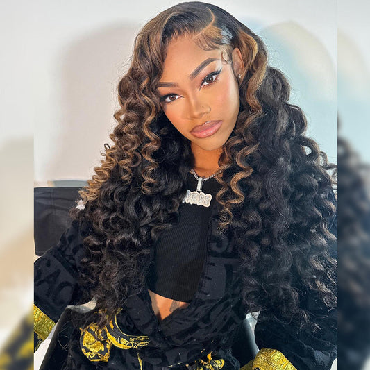 Highlight Stunk Stripe Colored 13x6 Lace Front Closure Wig 5x5 Glueless Ready To Go Human Hair Wigs Brazilian Loose Deep