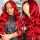 SUPER DEAL !  Red Colored 13x6 Transparent HD Lace Front Human Hair Wigs